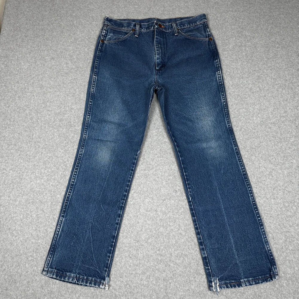 Vintage Wrangler 936DEN Blue Denim Jeans 35x30 (31x27) Bootcut Made in Mexico